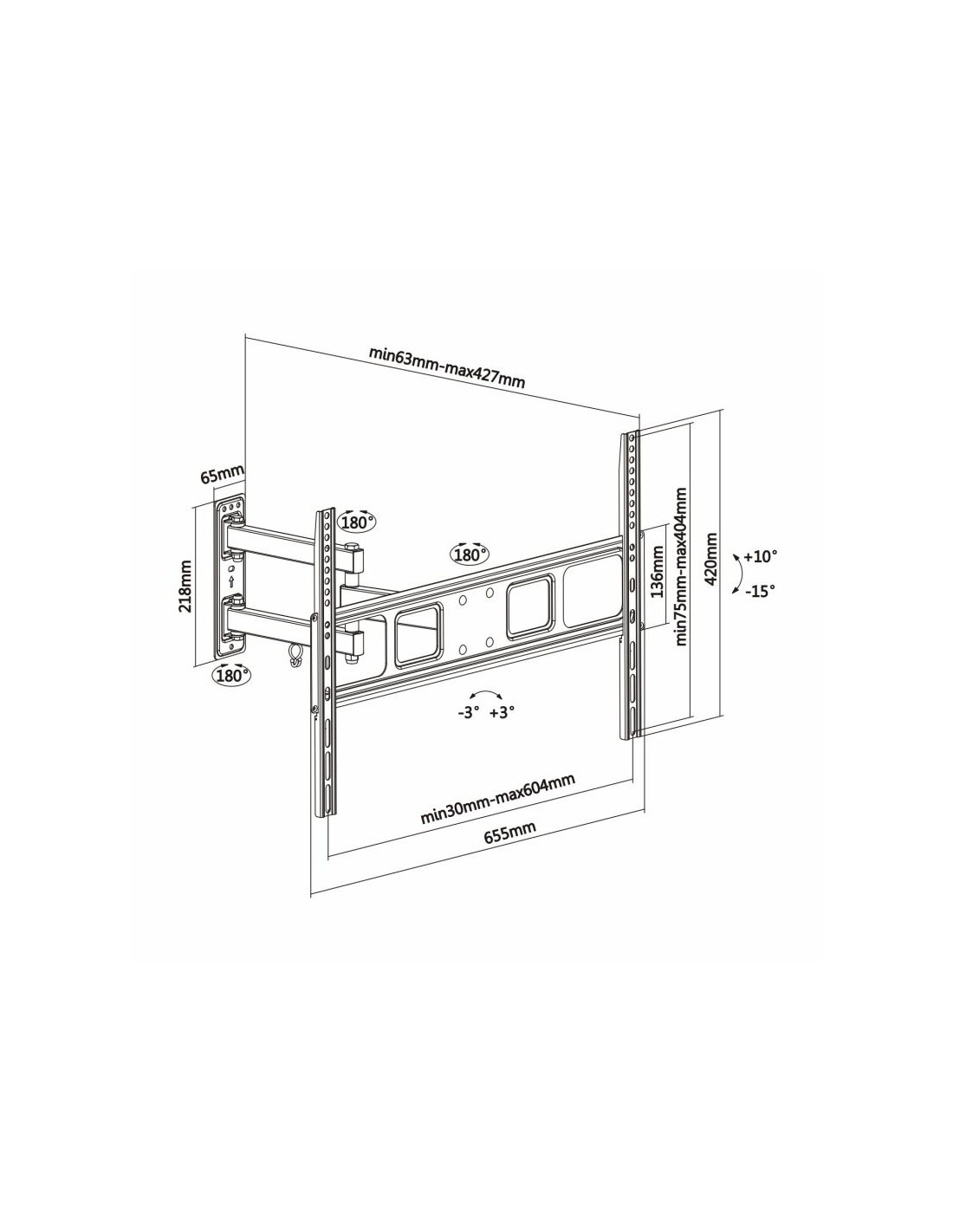 Soporte de Pared Giratorio/ Inclinable/ Nivelable Aisens WT70TSLE-021 para TV de 37-70"/ hasta 35kg