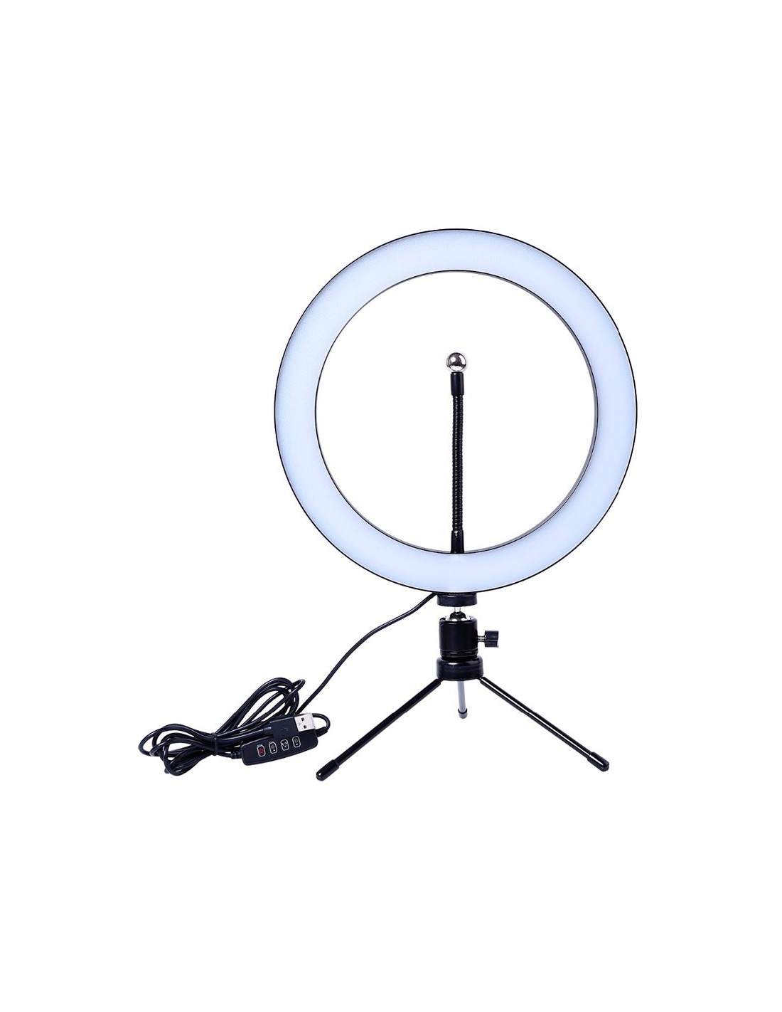 Set de Grabación Anillo LED Regulable 26cm + Mini Trípode con Soporte Smartphone