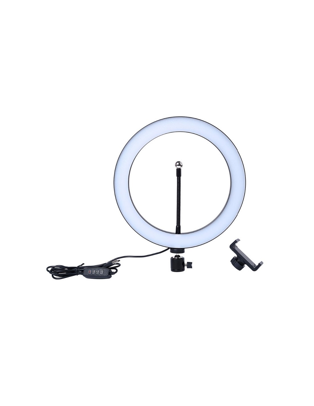 Set de Grabación Anillo LED Regulable 26cm + Mini Trípode con Soporte Smartphone
