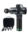 Pistola de Masaje Muscular 6 Cabezales 30 Niveles Negro