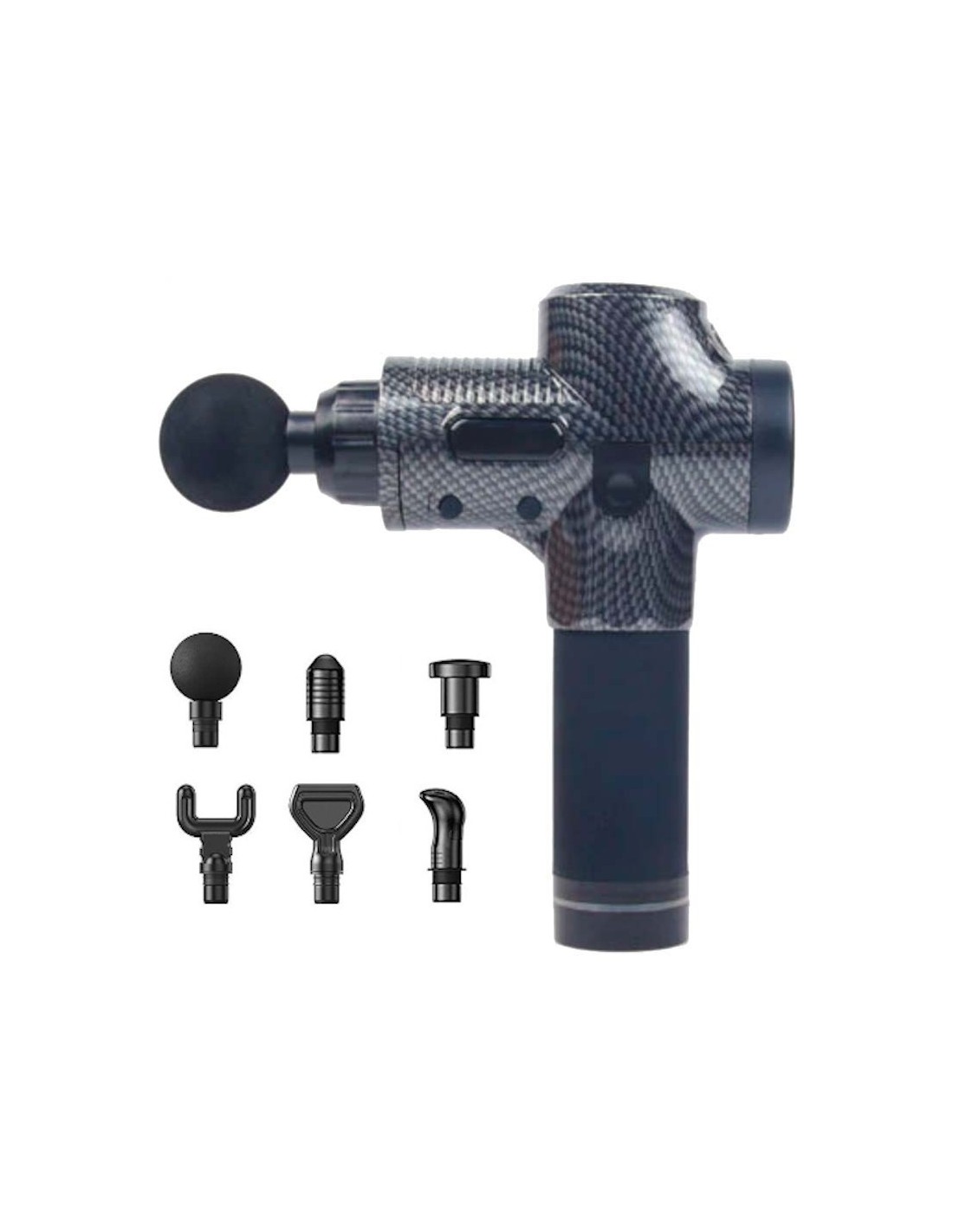 Pistola de Masaje Muscular 6 Cabezales 30 Niveles Negro