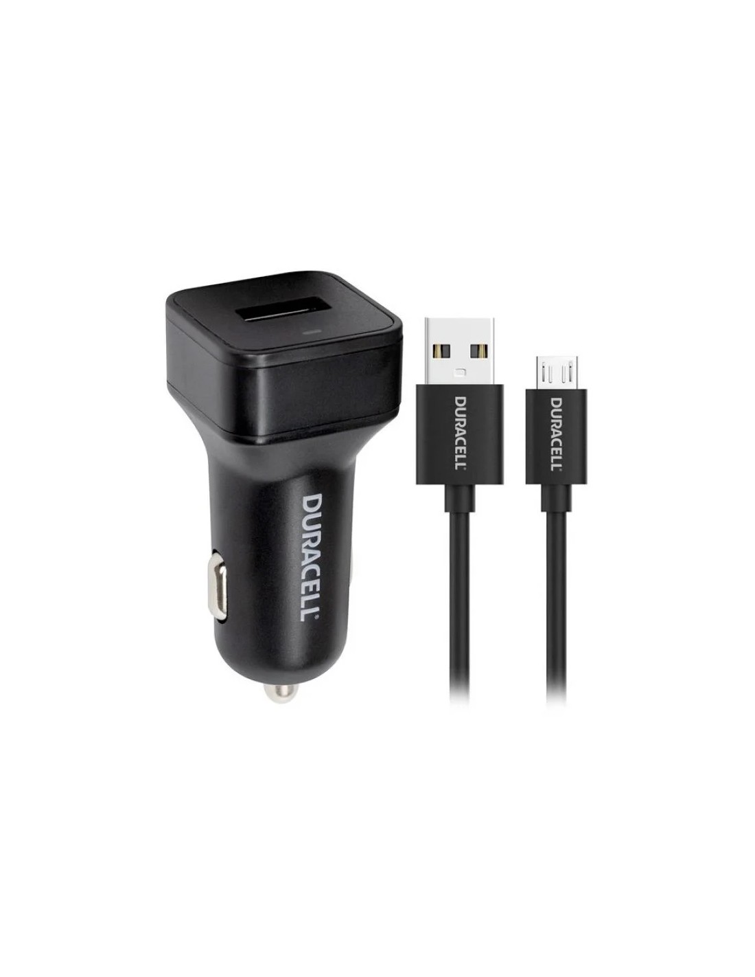 Cargador de Coche Duracell DR5032A/ USB + Cable MicroUSB/ 2.4A