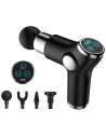 Mini Pistola de Masaje Muscular 4 Cabezales 32 Niveles Pantalla LCD