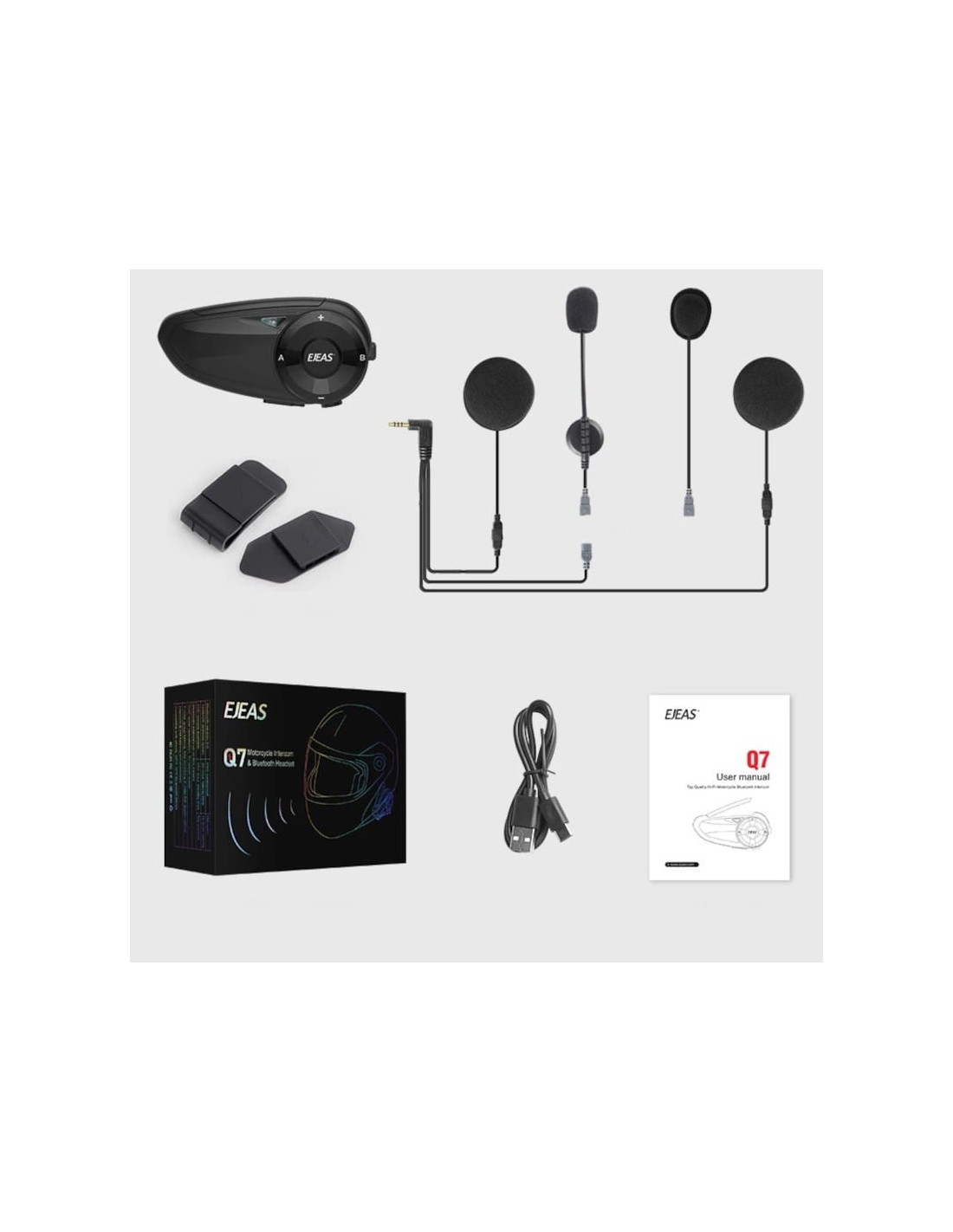 Intercomunicador para Moto EJEAS Q7 Inalámbricos Bluetooth 5.0 IP65