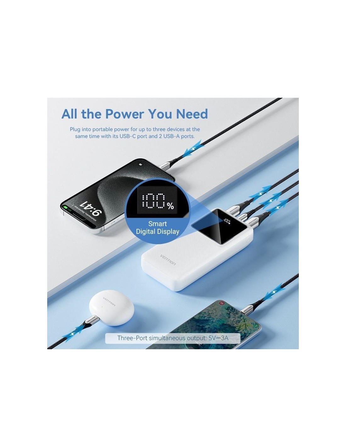 Powerbank 20000mAh Vention FHLB0/ 22.5W
