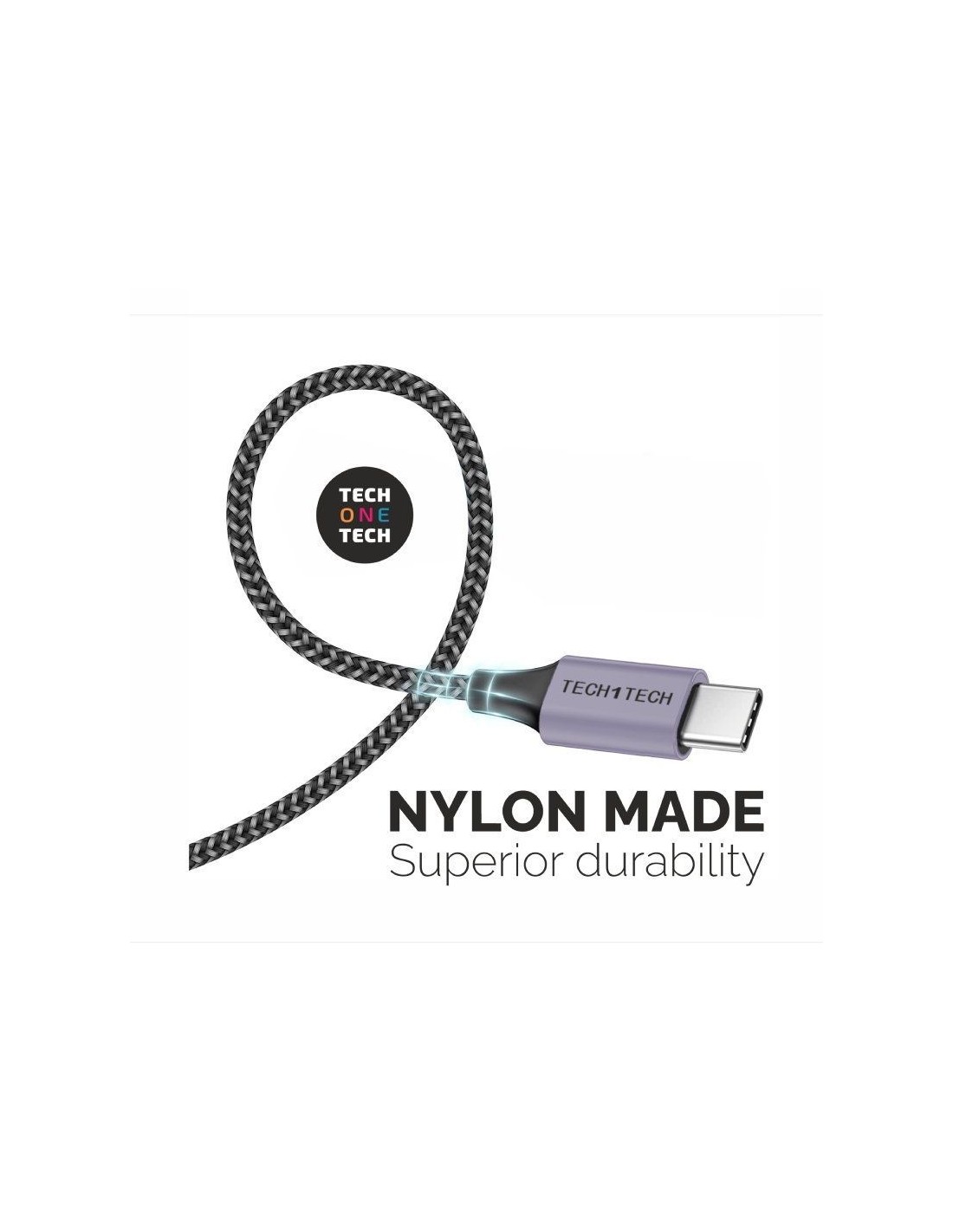 Cable USB 2.0 Tech One Tech TEC2023/ USB Tipo-C Macho - USB Macho/ 2m/ Gris