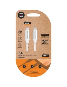 Cable USB 2.0 Tech One Tech TEC2204/ USB Tipo-C Macho - USB Tipo-C Macho/ 1m/ Blanco