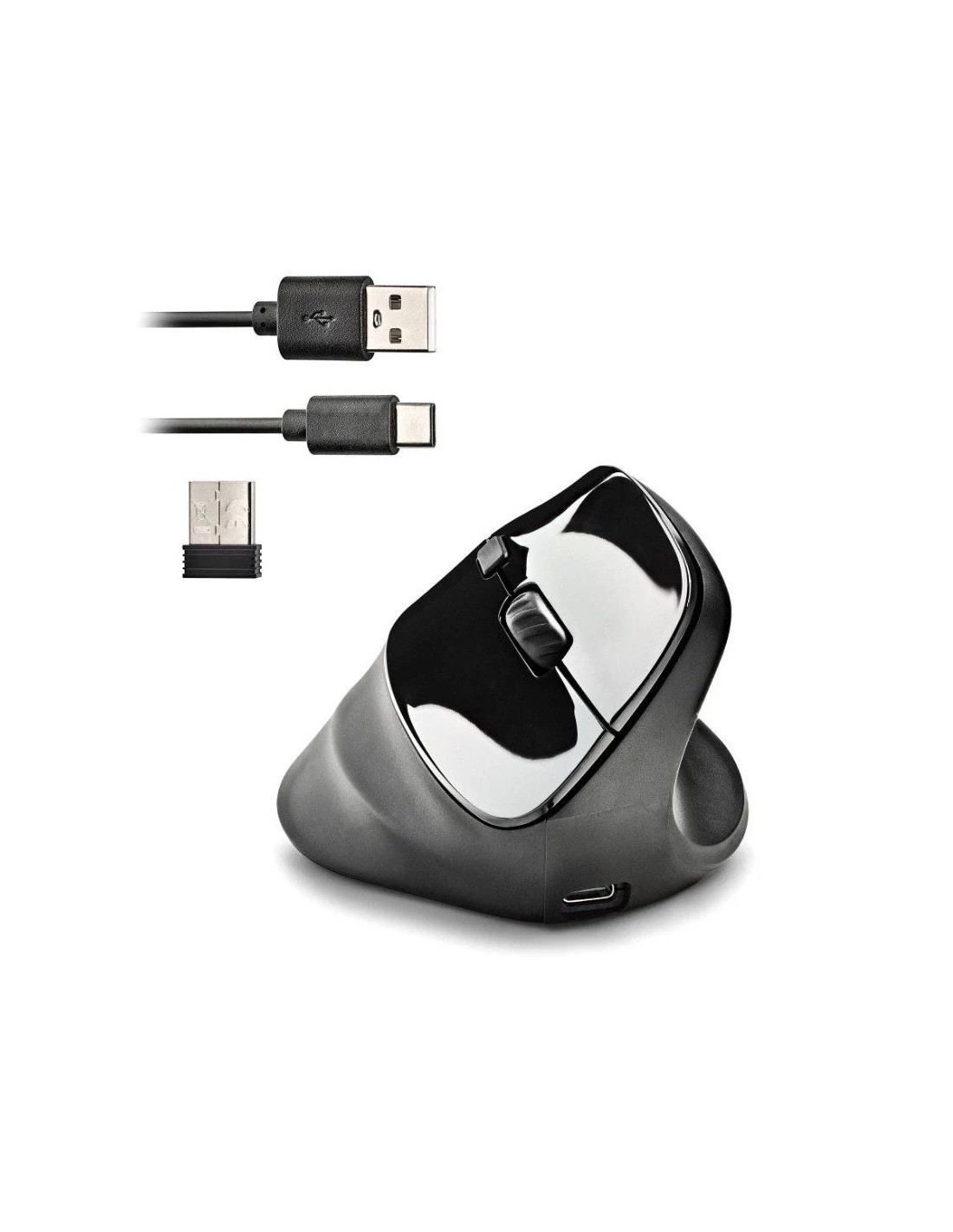 Ratón Ergonómico Inalámbrico NGS EVO Moksha/ Batería recargable/ Hasta 2400 DPI