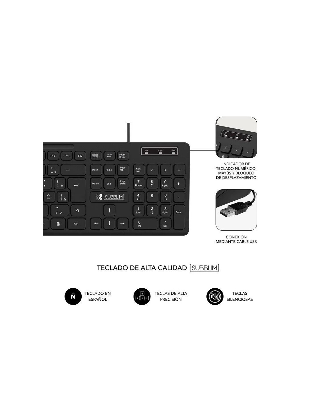 Teclado Subblim Business Slim Silencioso