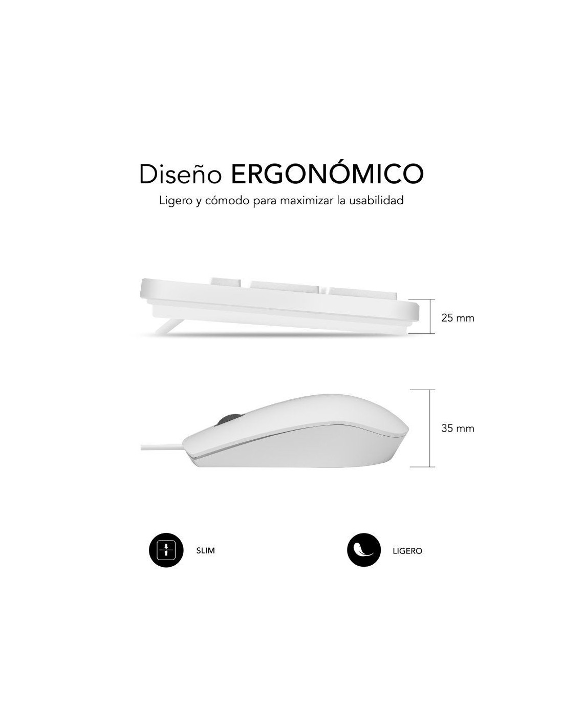 Teclado y Ratón Subblim Combo Business Slim Silencioso/ Blanco