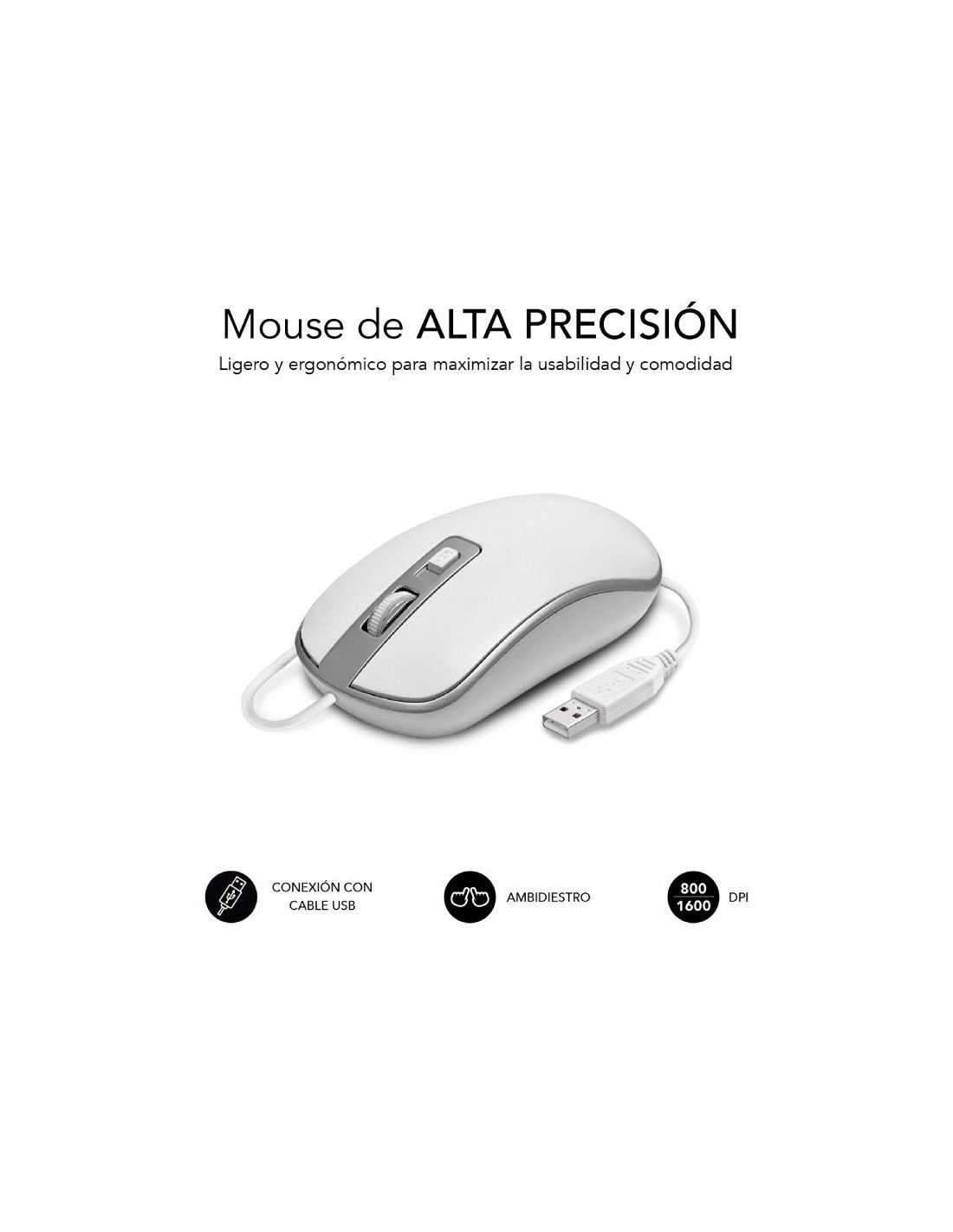 Teclado y Ratón Subblim Combo Wired Ergo Keys Silent Flat HQ/ Plata y Blanco