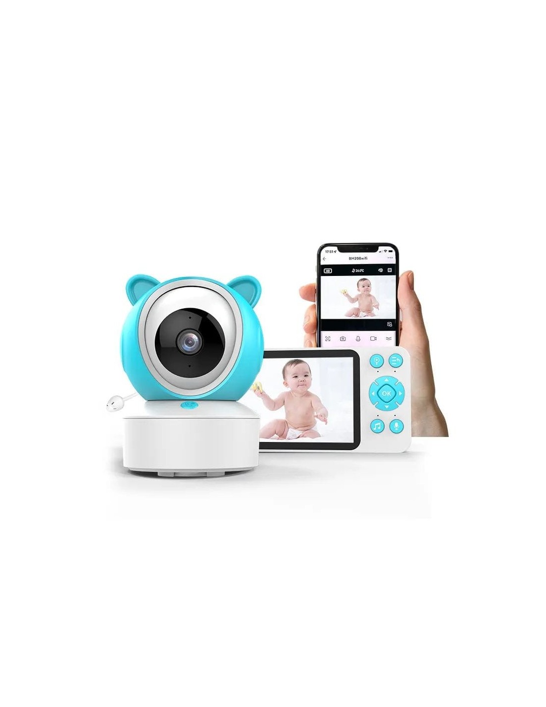 Kingfit Baby-8 1080p WiFi Visión Nocturna Blanco - Vigilabebés