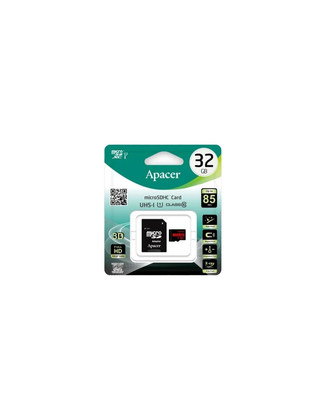 Tarjeta de Memoria Apacer 32GB microSD HC UHS 1 con Adaptador/ Clase 10/ 85MBs