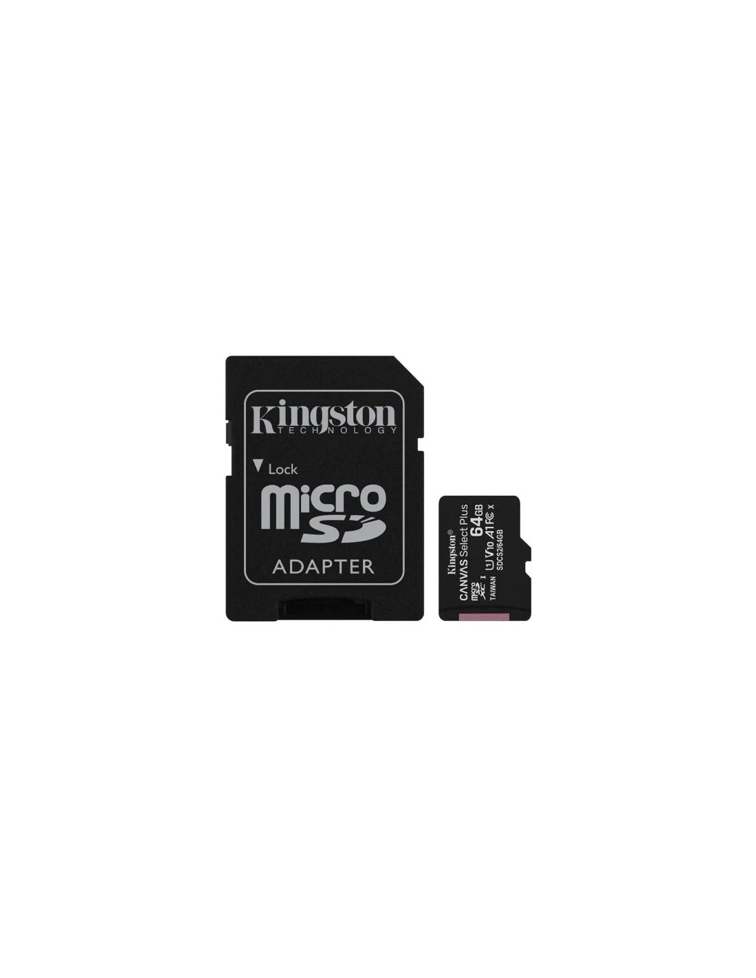 Tarjeta de Memoria Kingston CANVAS Select Plus 64GB microSD XC con Adaptador/ Clase 10/ 100MBs