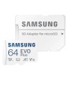 Tarjeta de Memoria Samsung EVO Plus 2021 64GB microSD XC con Adaptador/ Clase 10/ 130MBs
