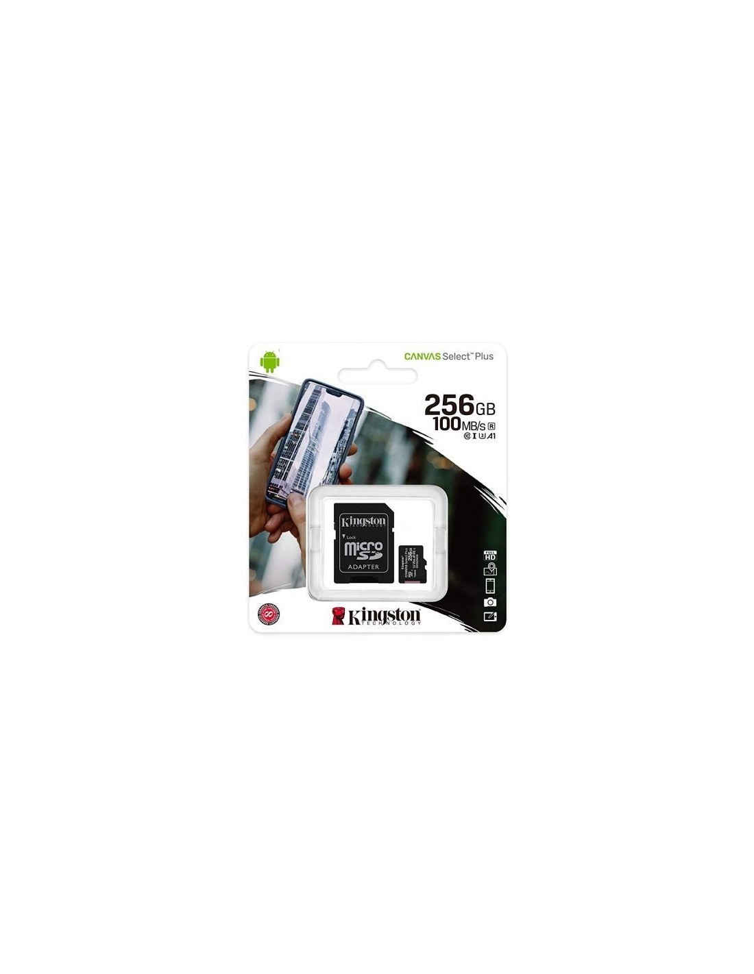 Tarjeta de Memoria Kingston CANVAS Select Plus 256GB microSD XC con Adaptador/ Clase 10/ 100MBs