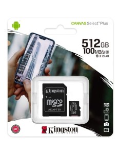 Tarjeta de Memoria Kingston CANVAS Select Plus 512GB microSD XC con Adaptador/ Clase 10/ 100MBs 2