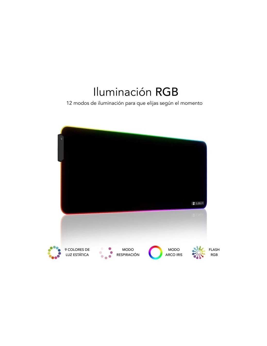 Alfombrilla Subblim MP-02RGB01 LED RGB XL/ 800 x 300 x 4 mm