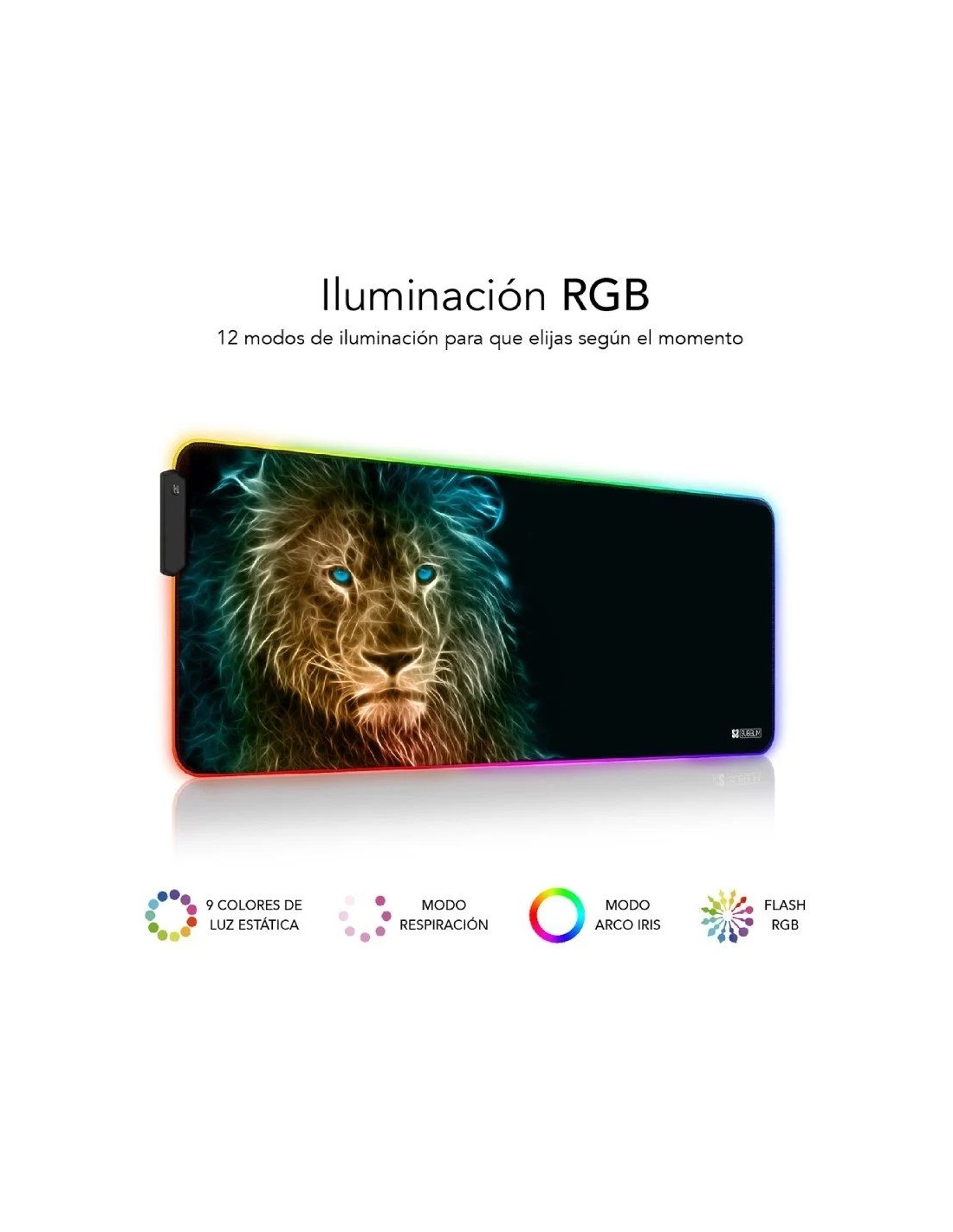 Alfombrilla Subblim SUBMP-02RGB10 LED RGB Lion XL/ 800 x 300 x 4 mm