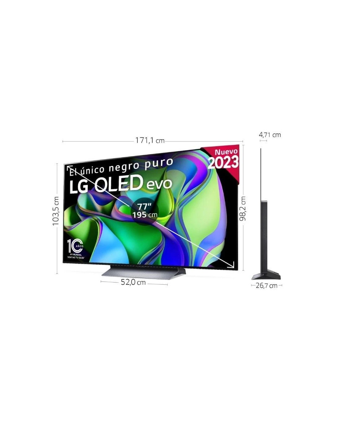 Televisor LG OLED Evo 77C34LA 77"/ Ultra HD 4K/ Smart TV/ WiFi