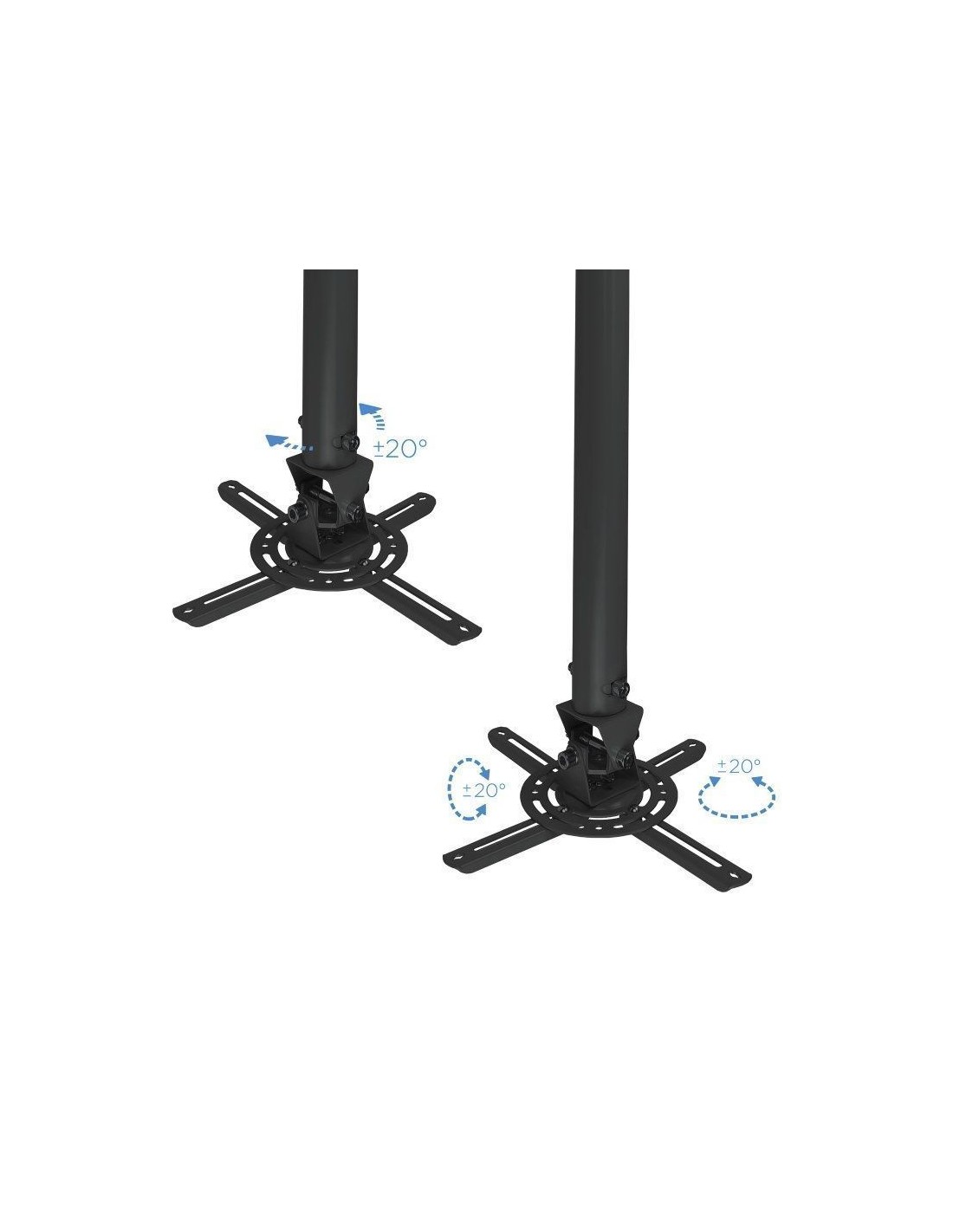 Soporte de Techo para Proyector TooQ PJ3030TN-B/ Inclinable-Giratorio-Nivelable/ hasta 20kg