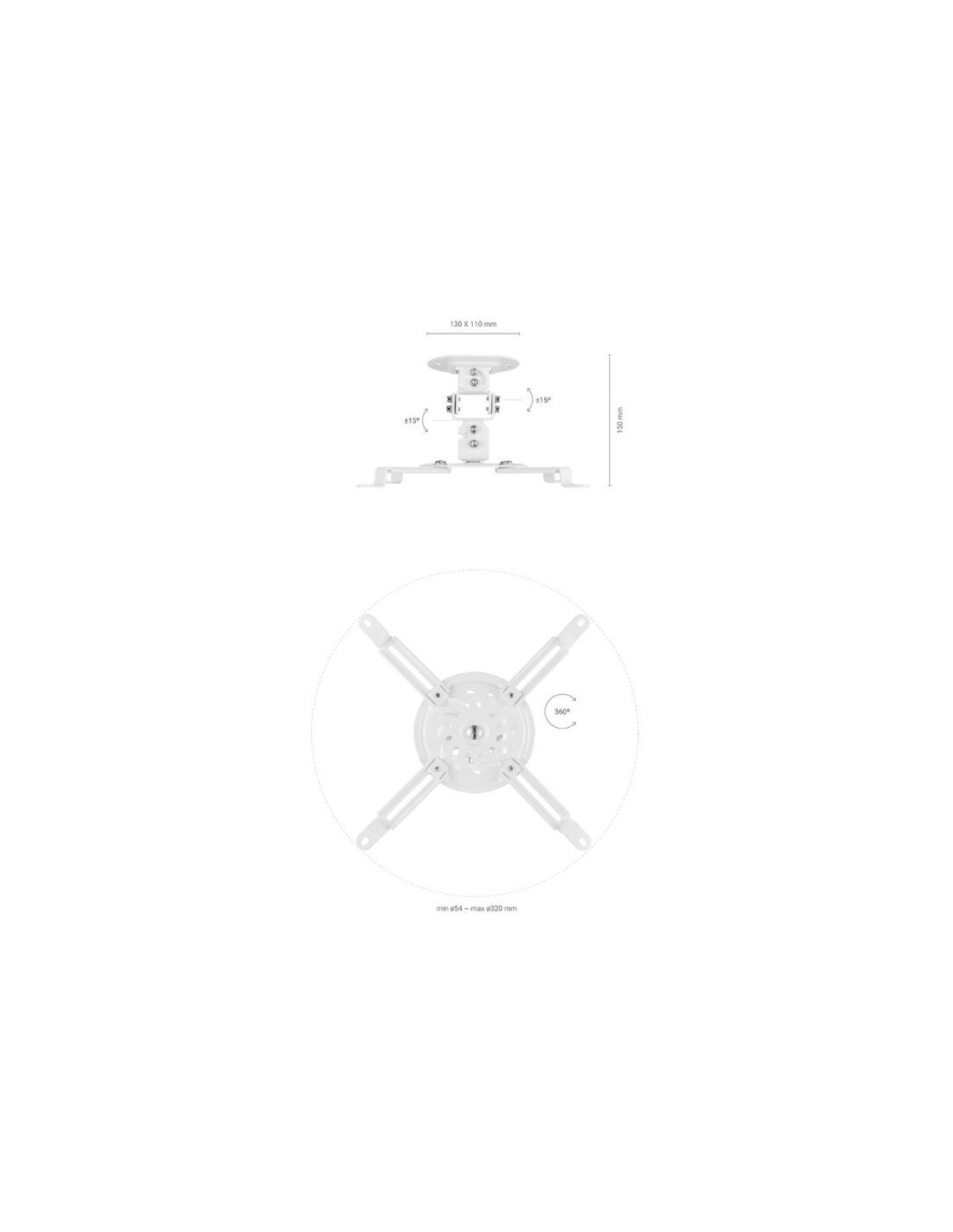 Soporte de Techo/ Pared para Proyector Aisens CP03TSR-129/ Giratorio-Inclinable/ hasta 13.5kg