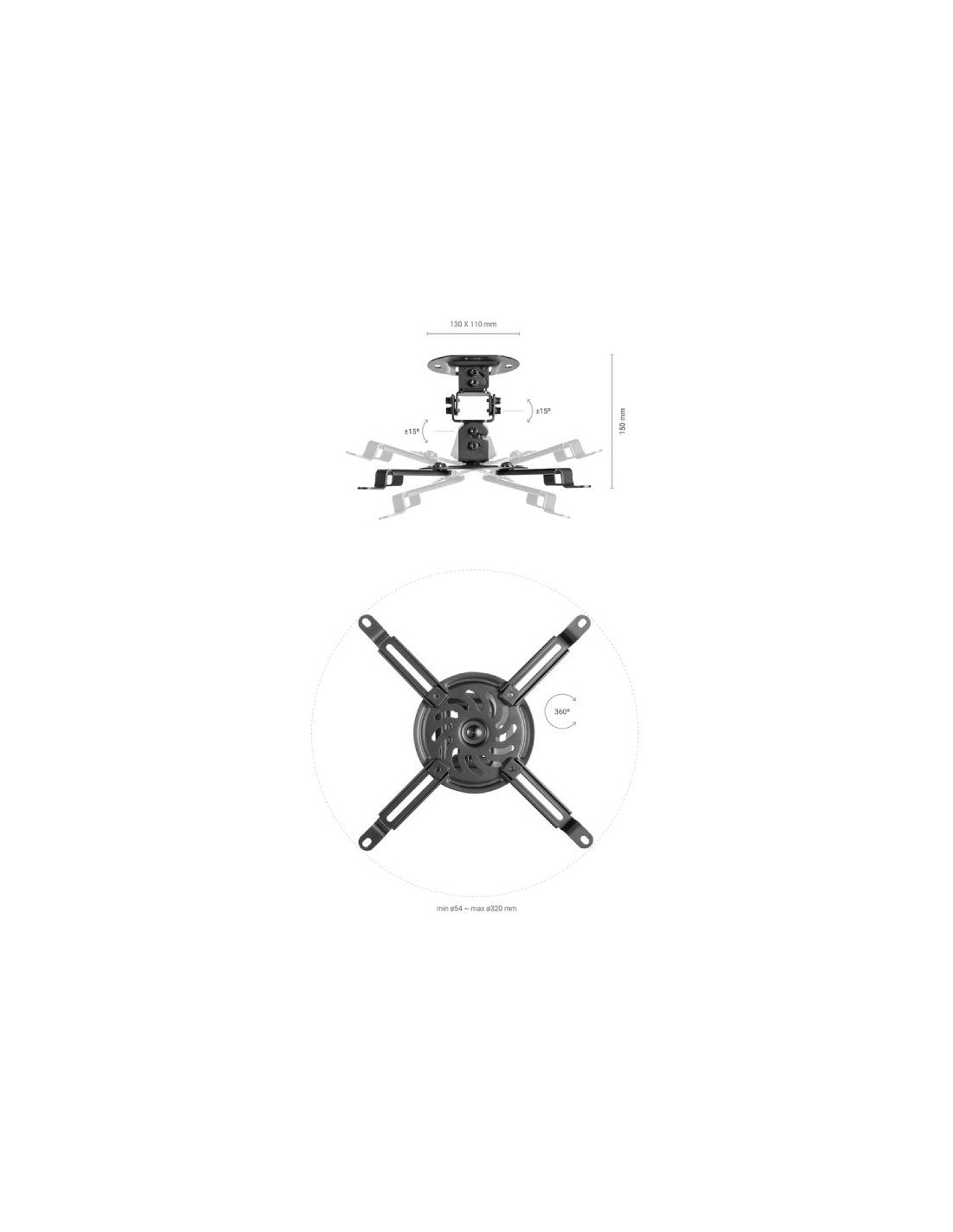 Soporte de Techo/ Pared para Proyector Aisens CP03TSR-127/ Giratorio-Inclinable/ hasta 13.5kg