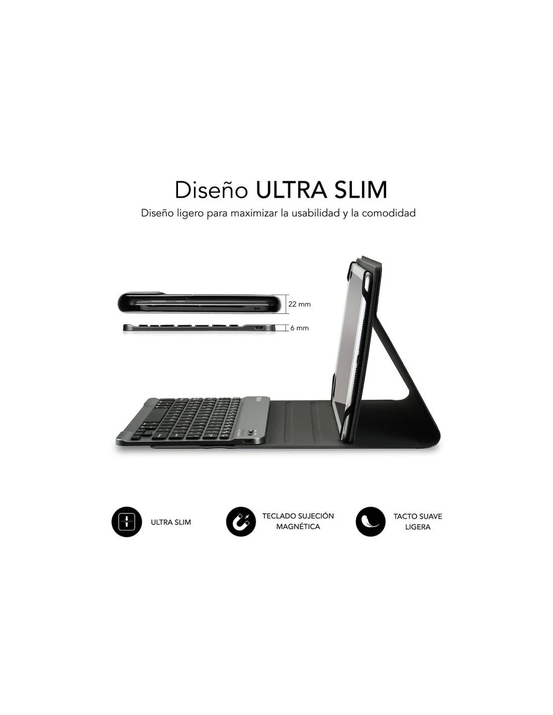 Funda con Teclado Subblim Keytab Pro Bluetooth para Tablets de 10.1"-10.8"