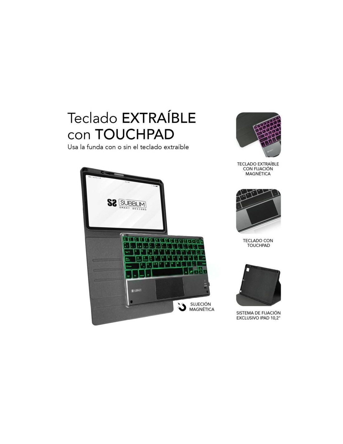 Funda con Teclado Subblim Keytab Pro Bluetooth Touchpad para Tablets Apple iPad Pro de 11" 2020/ Negra