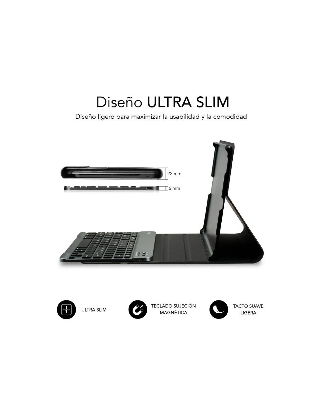 Funda con Teclado Subblim KeyTab Pro BT para Tablet Lenovo Tab M10 Plus de 10.6" 3a Gen/ Negra