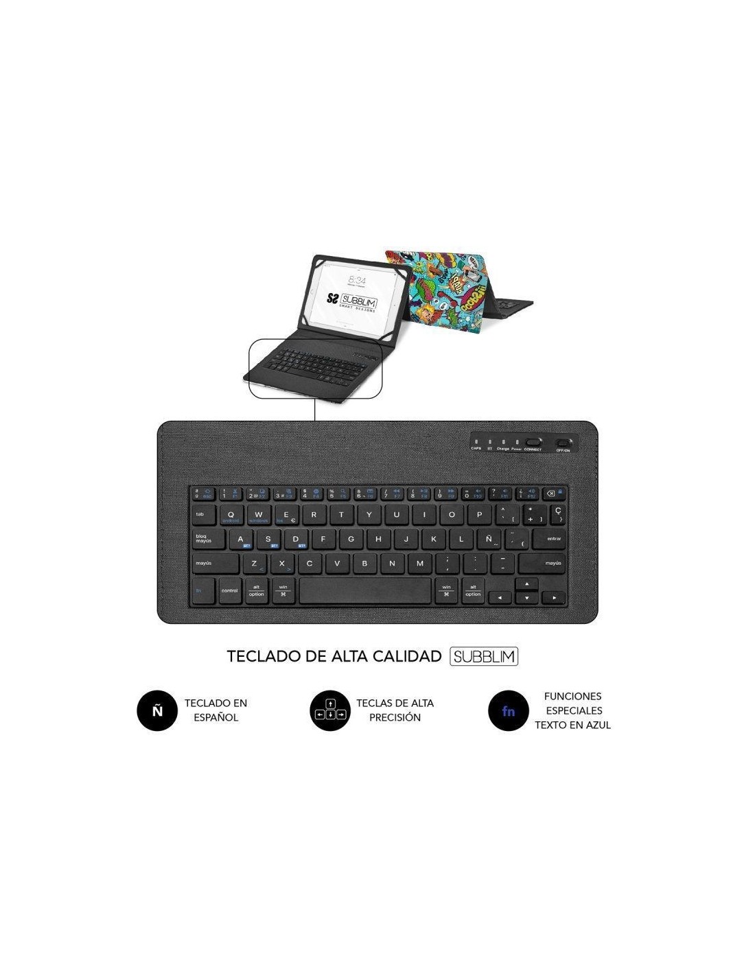 Funda con Teclado Subblim Keytab Pro Bluetooth para Tablets de 9"-11"