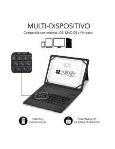 Funda con Teclado Subblim Keytab Pro Bluetooth para Tablets de 9"-11"/ Marmol Blanco 2
