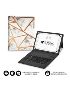 Funda con Teclado Subblim Keytab Pro Bluetooth para Tablets de 9"-11"/ Marmol Blanco