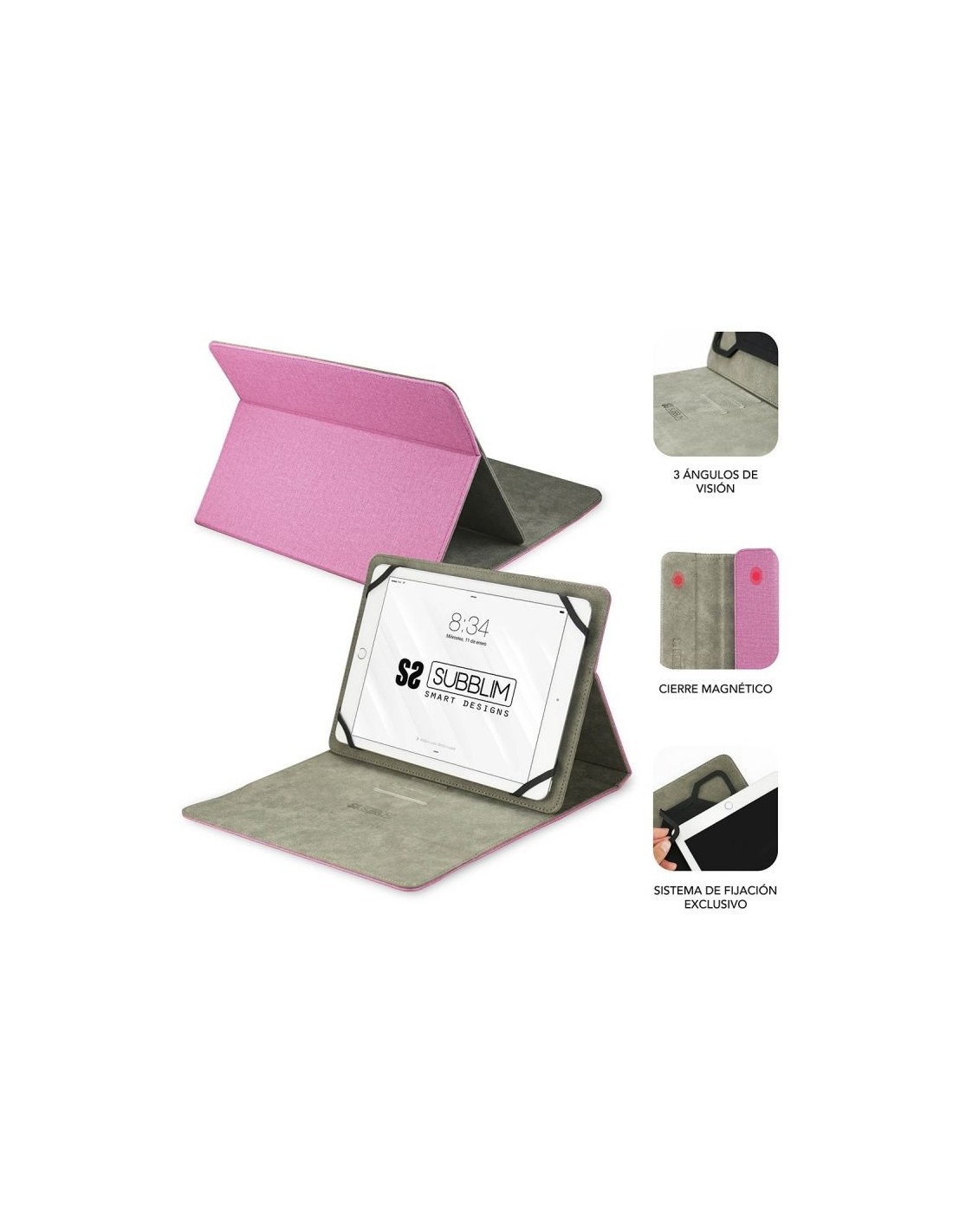 Funda Subblim Clever Stand para Tablets de 9"-10.1"/ Rosa