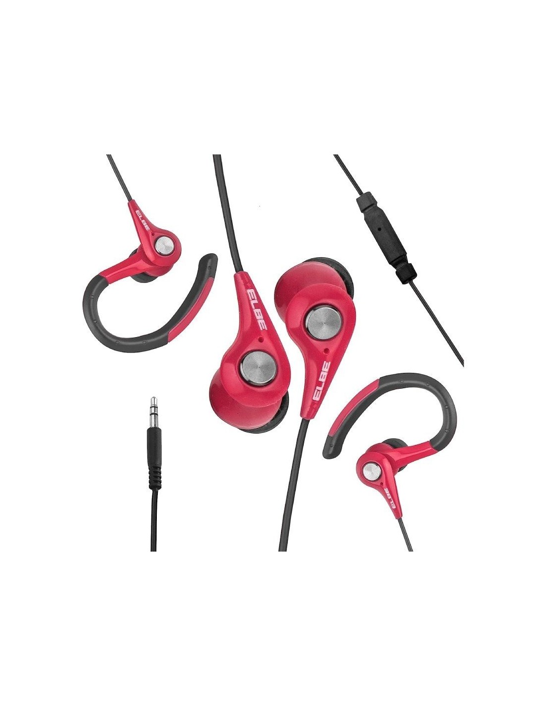 Auriculares Deportivos Elbe AU-107-MIC/ con Micrófono/ Jack 3.5/ Rojo y Negro