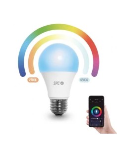 Bombilla Led Inteligente SPC Aura 800/ Casquillo E27/ 10W/ 806 Lúmenes/ 2700-6500K