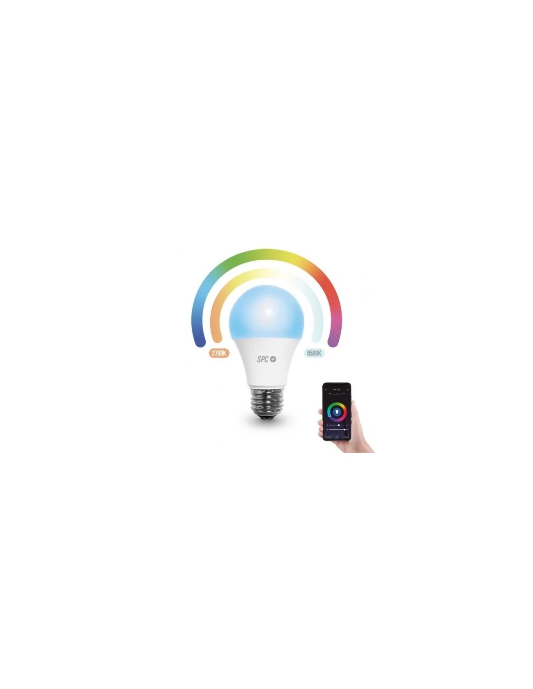 Bombilla Led Inteligente SPC Aura 800/ Casquillo E27/ 10W/ 806 Lúmenes/ 2700-6500K
