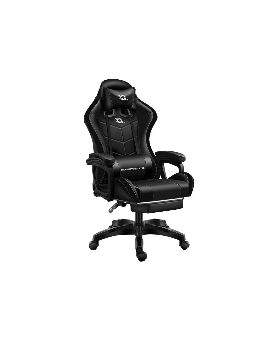 Silla Gaming PowerGaming Con Altavoz Bluetooth y Masaje + Reposapiés Negro