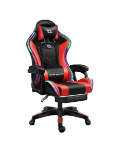 Silla Gaming PowerGaming LED RGB Rojo/Negro con Reposapiés