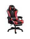 Silla Gaming PowerGaming LED RGB Rojo/Negro con Reposapiés