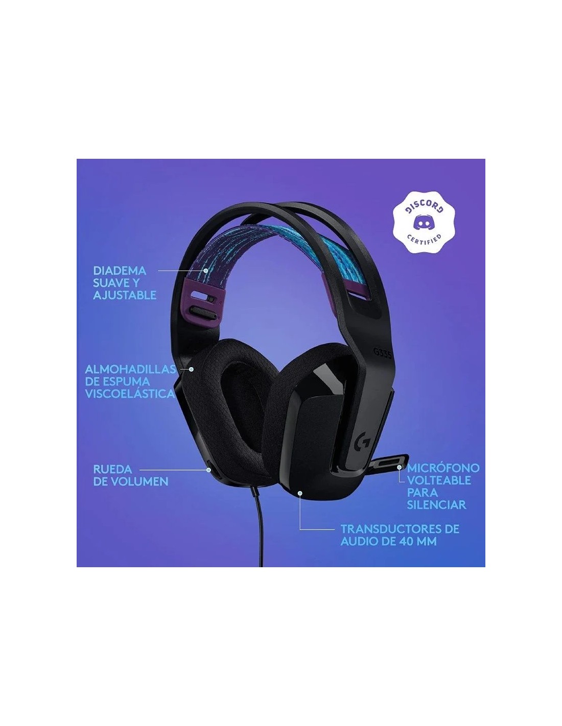 Auriculares Gaming con Micrófono Logitech G335/ Jack 3.5/ Negros