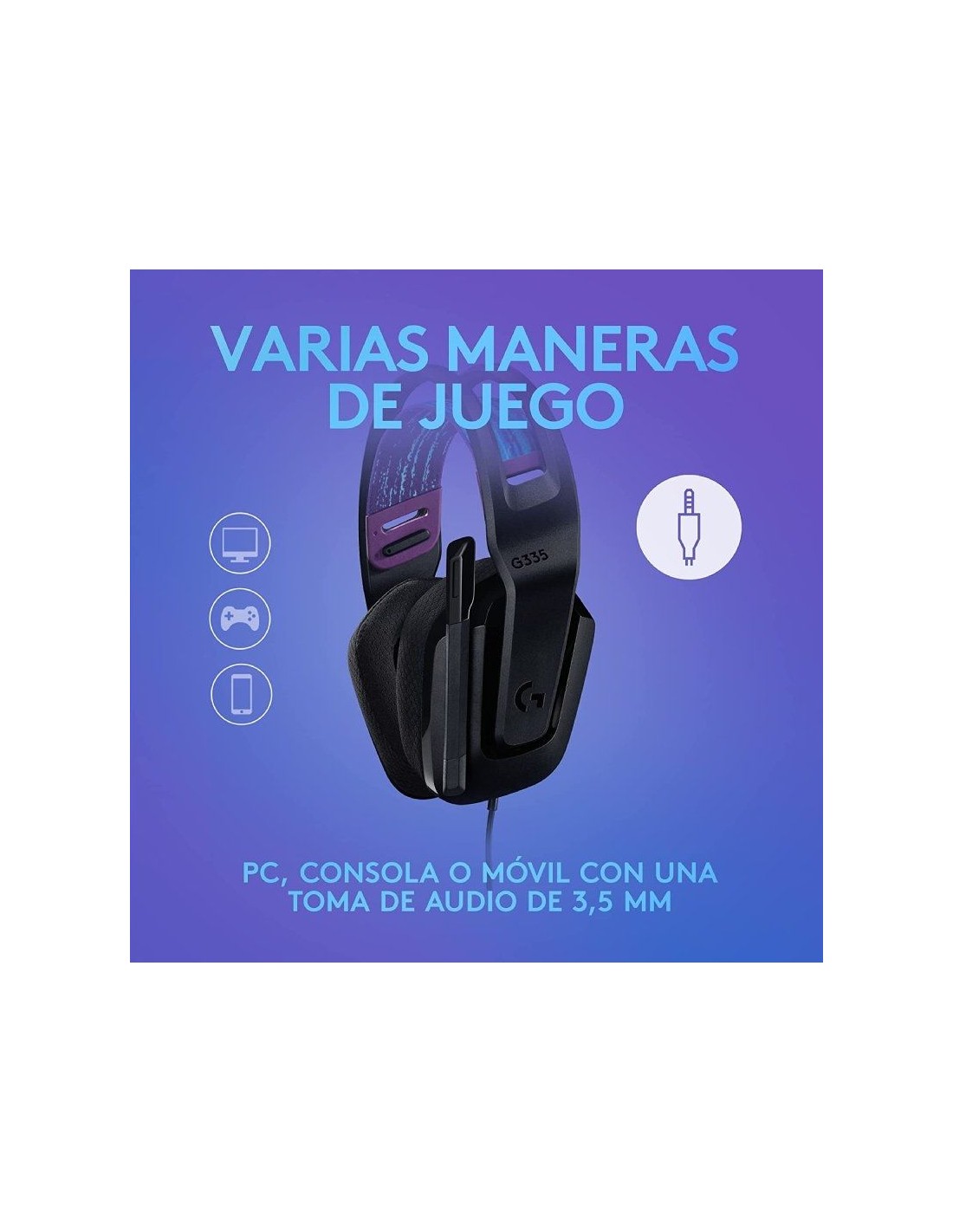 Auriculares Gaming con Micrófono Logitech G335/ Jack 3.5/ Negros