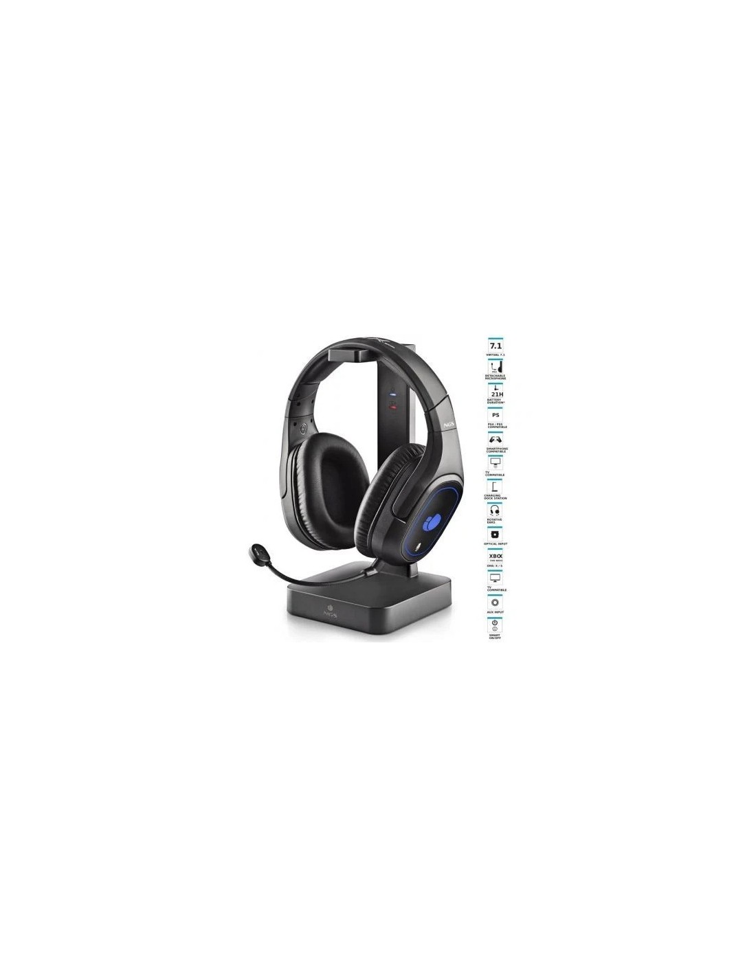 Auriculares Inalámbricos Gaming con Micrófono NGS GHX-600/ Jack 3.5/ USB 2.0/ Óptica/ Negros