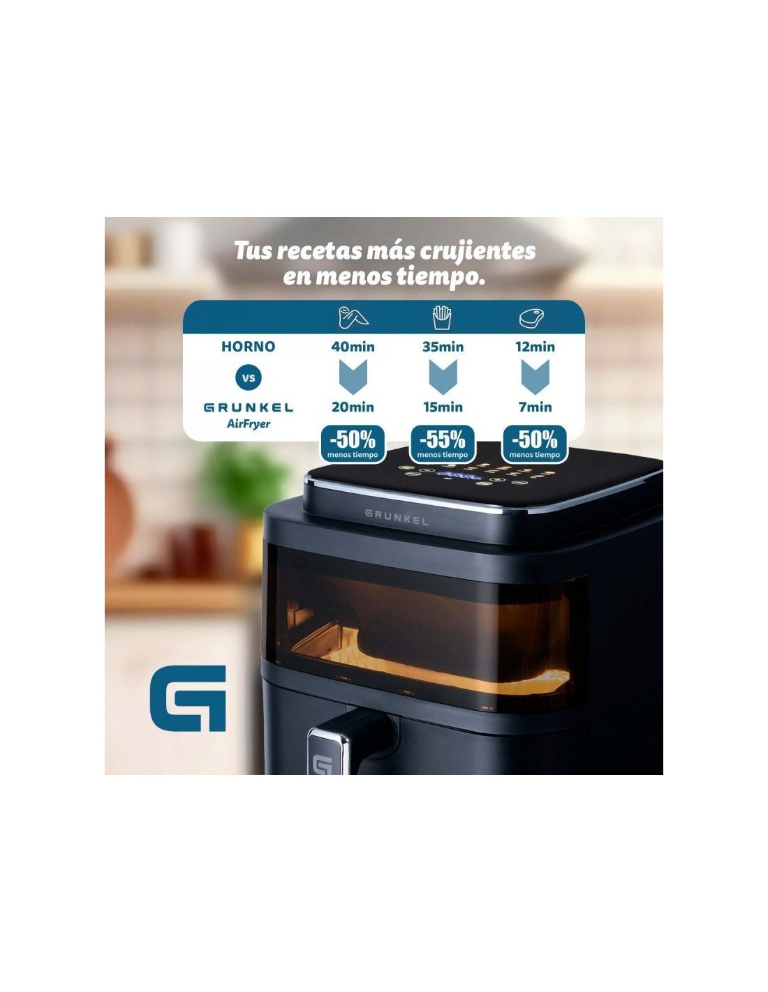 Freidora por Aire / Sin Aceite Grunkel Black Light Fryer/ 1400W/ Capacidad 6L