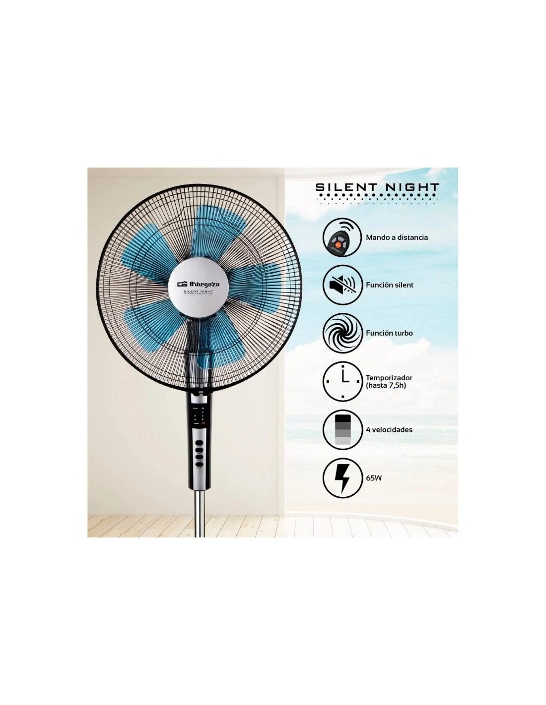 Ventilador de Pie Orbegozo SF 0640/ 65W/ 5 Aspas 40cm/ 2 velocidades