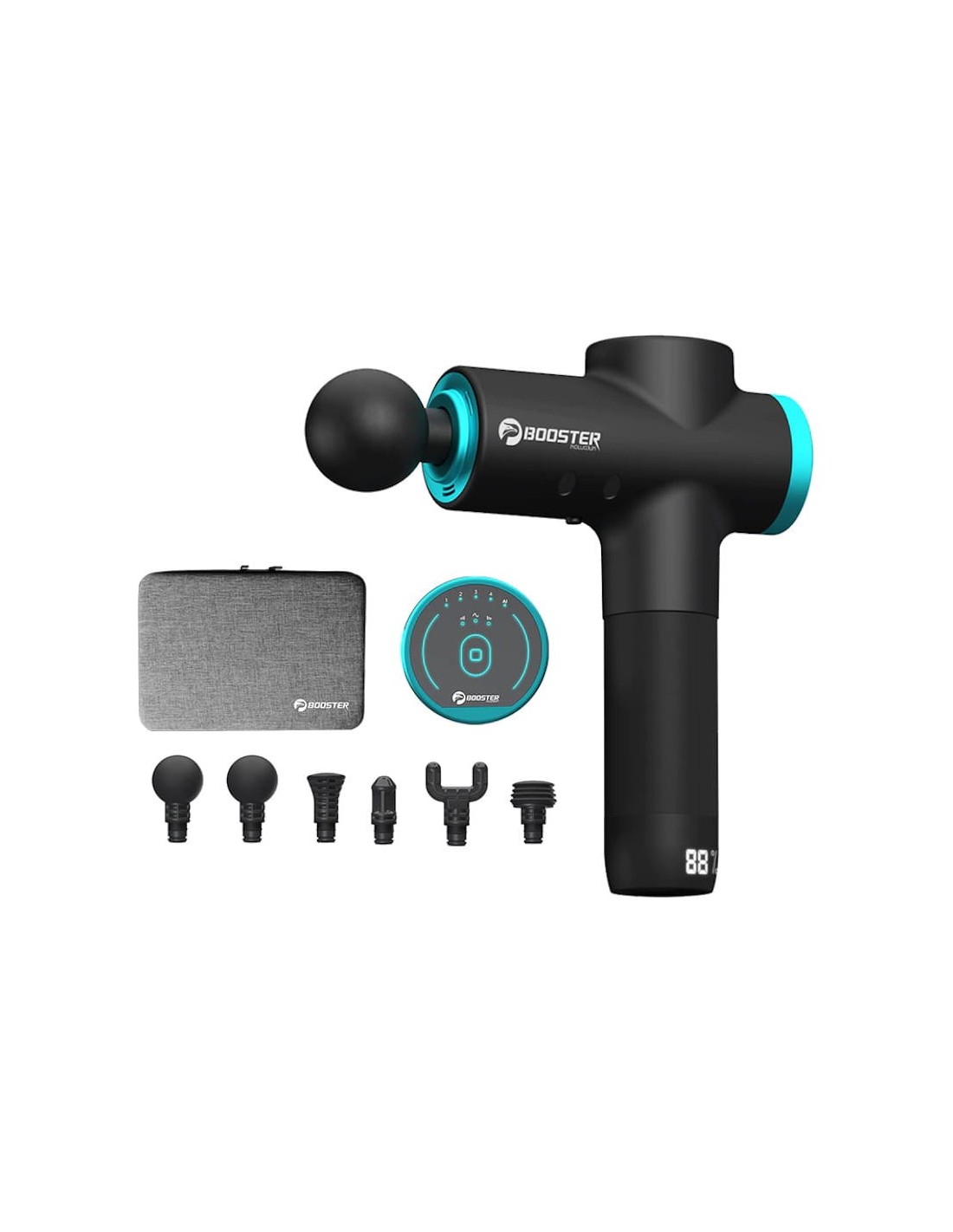 Pistola de Masaje Muscular Booster 12V-M2 6 Cabezales LCD Reducción de Ruido