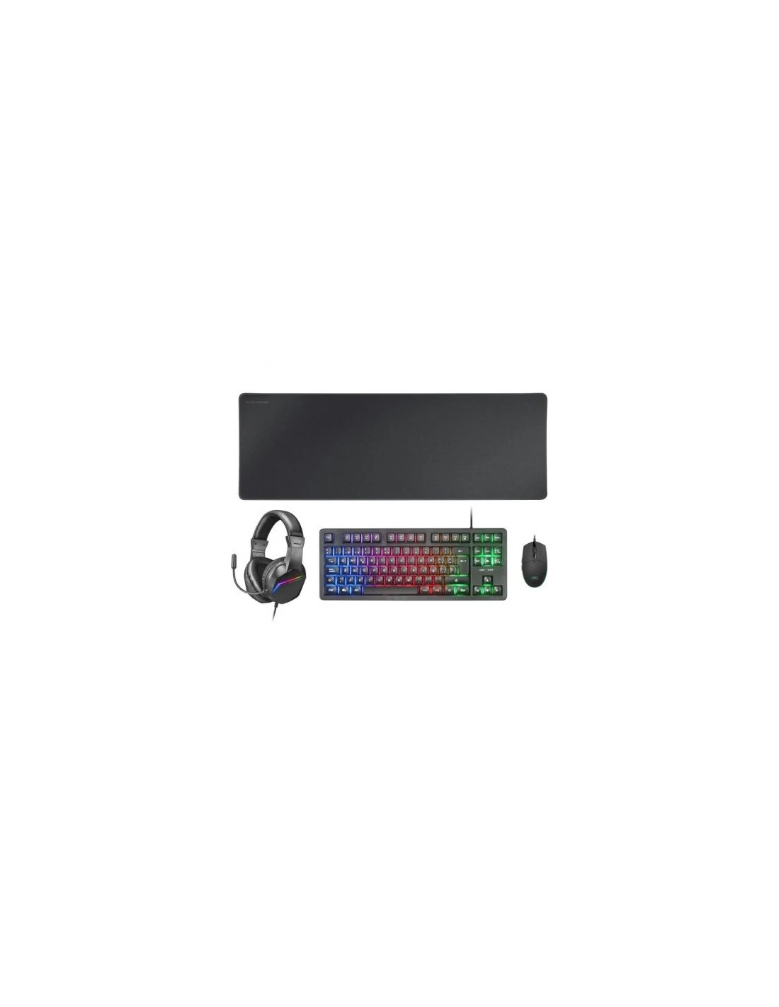 Pack Gaming Mars Gaming MCP-RGB3/ Teclado RGB + Ratón Óptico + Alfombrilla XXL + Auriculares