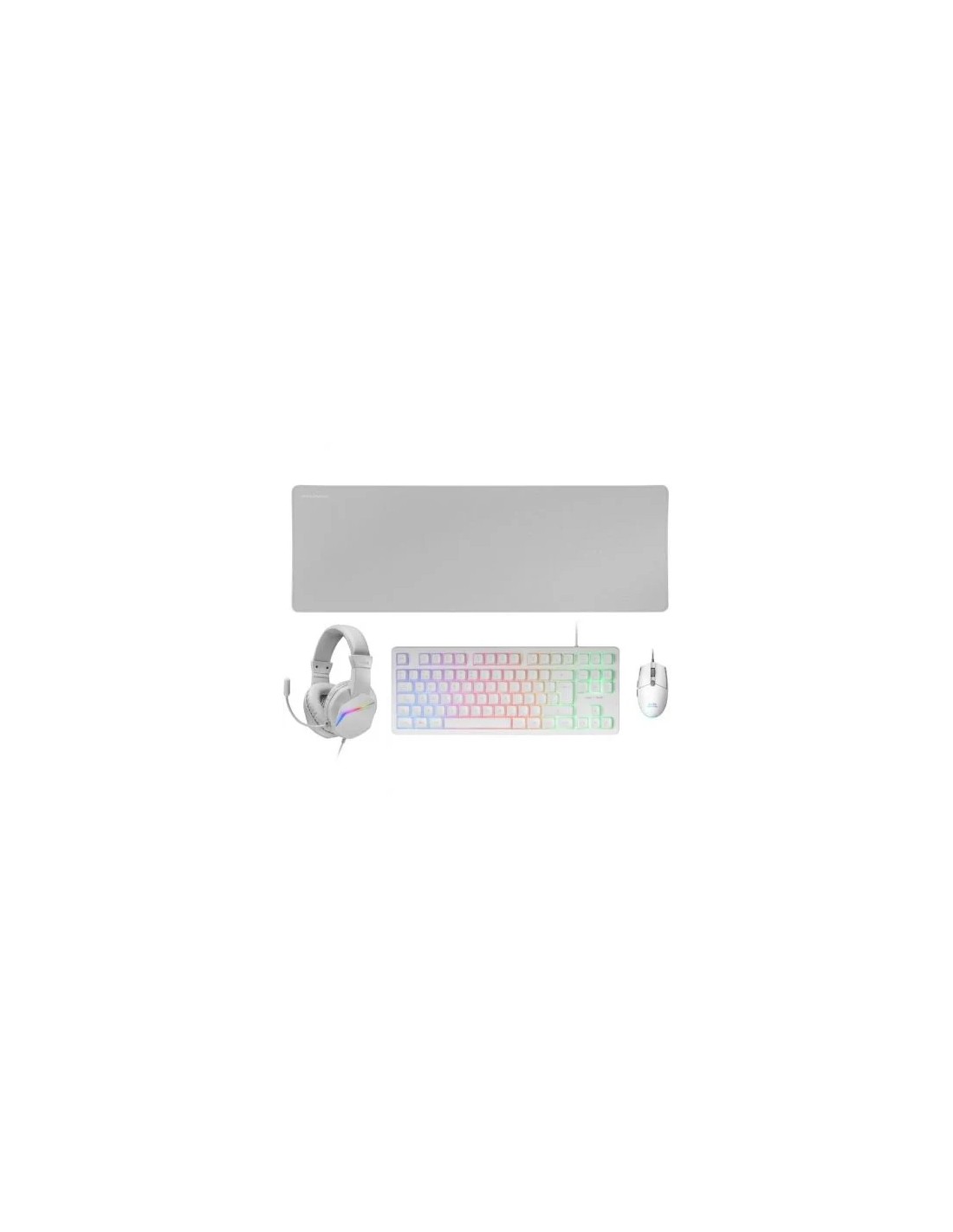 Pack Gaming Mars Gaming MCP-RGB3W/ Teclado RGB + Ratón Óptico + Alfombrilla XXL + Auriculares