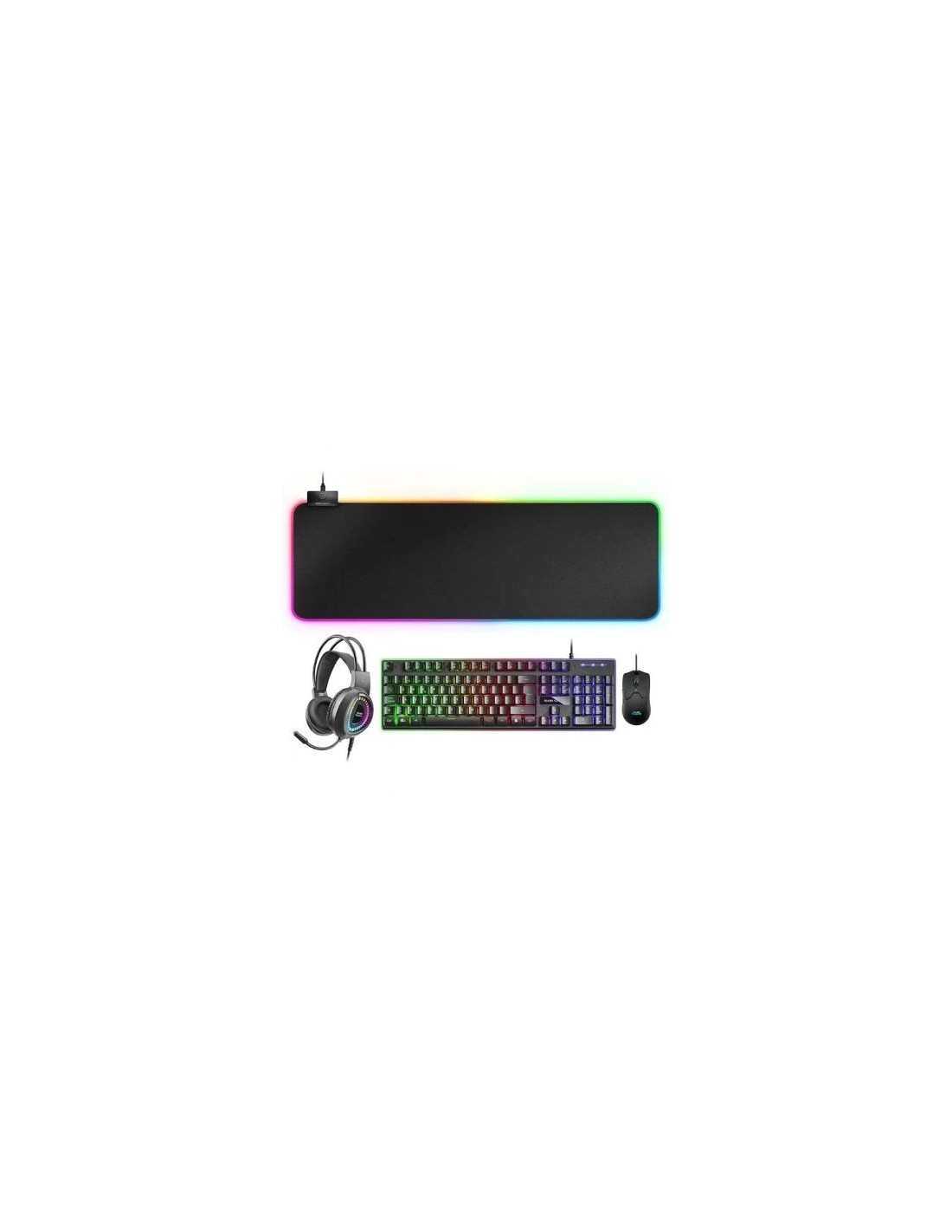 Pack Gaming Mars Gaming MCPEX/ Teclado H-MECH + Ratón Óptico + Auriculares con Micrófono + Alfombrilla