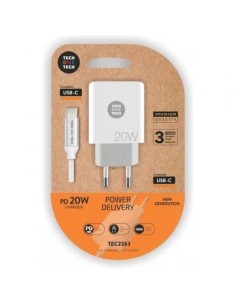 Cargador de Pared Tech One Tech TEC2263/ 1xUSB Tipo-C + Cable USB Tipo-C/ 3A/ Blanco